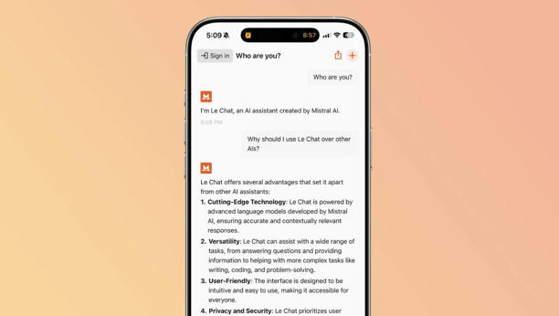 Mistral AI“Le Chat”聊天机器人登陆苹果商店，iPhone/iPad专享(图2)