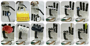  柔性仿人手指全覆盖磁皮肤，具备接触觉和运动觉的双模态感知能力(图6)